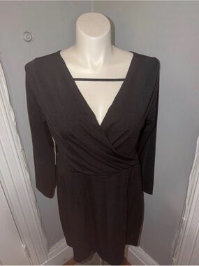 Emerald Sundae Black Long Sleeve Wrap Dress